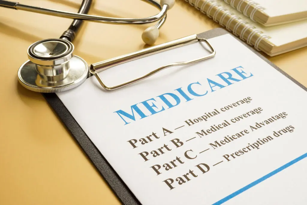 Medicare parts listed on a clipboard