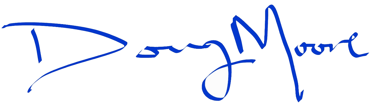 Blue handwritten signature on white background